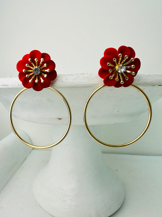 Frinta Earrings - Red ~ ALL JEWELLERY 3 FOR 2