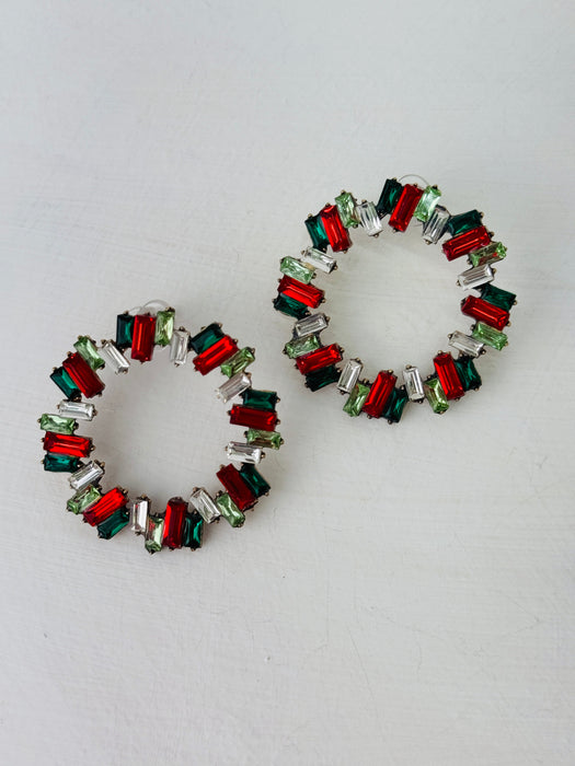 Christmas Wreath Hoop Earrings