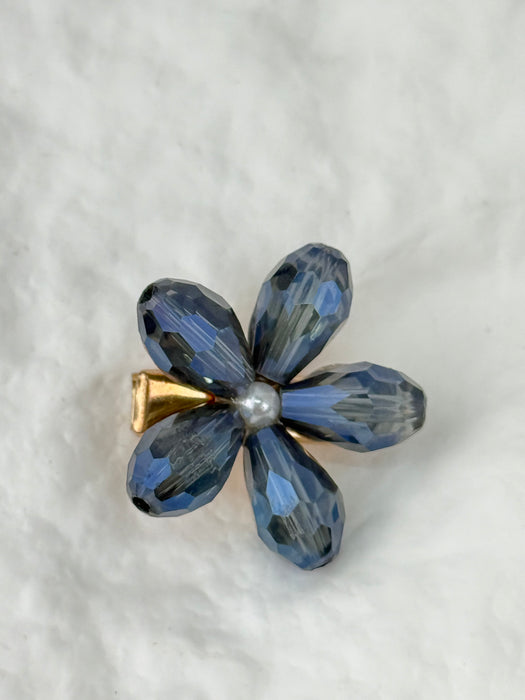 Crystal Flower Hair Clip - Blue