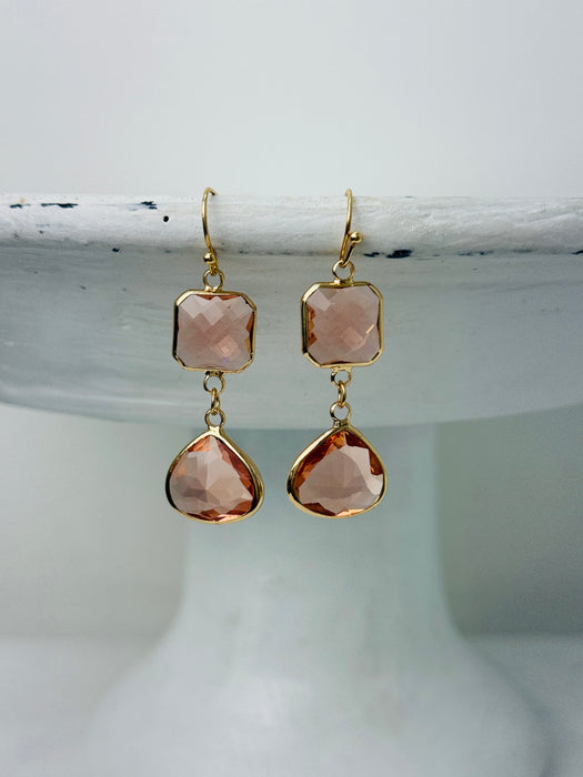 Amara Earrings -  Champagne Blush Crystal