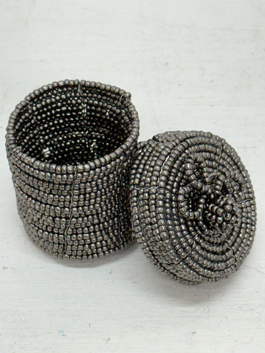Silver Beaded Trinket Box