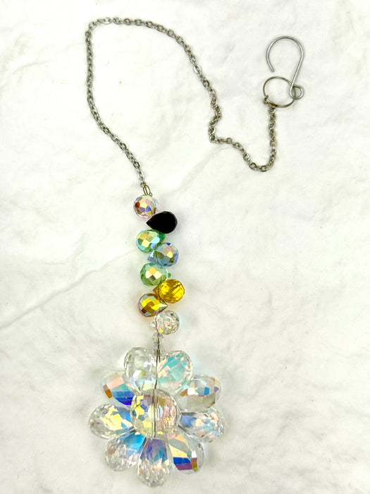 Hanging Rainbow Crystal Flower Ornament