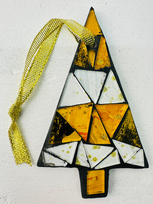 Hängender Mosaik-Weihnachtsbaum - Gelb &amp; Weiß