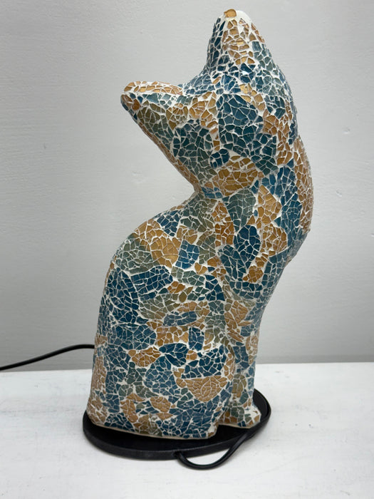 Blue & Gold Mosaic Cat Lamp
