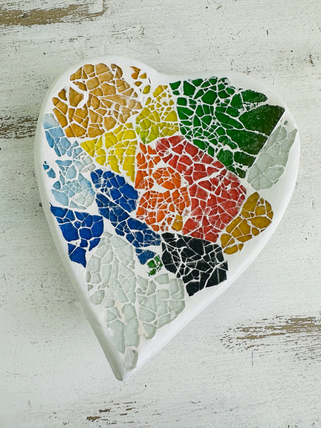 aerial view mosaic heart bowl