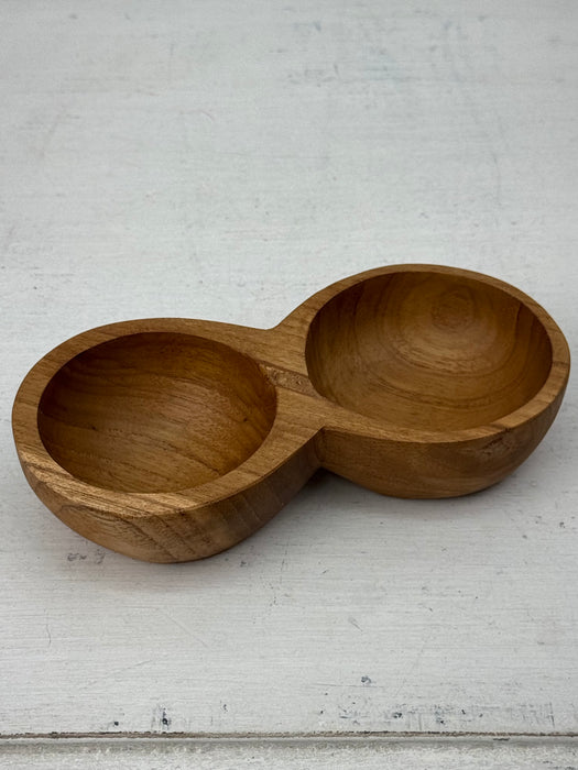 Teak Wood Double Dip Bowl Set