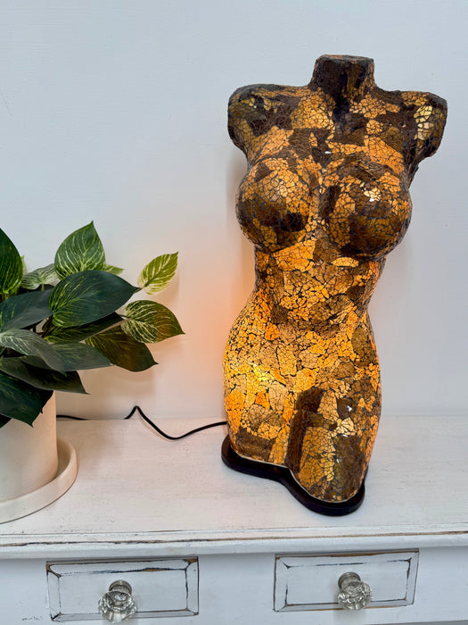 Large Mosaic Bust Lamp - Black Gold