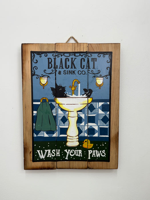 Wash Your Paws -Black Cat - Small