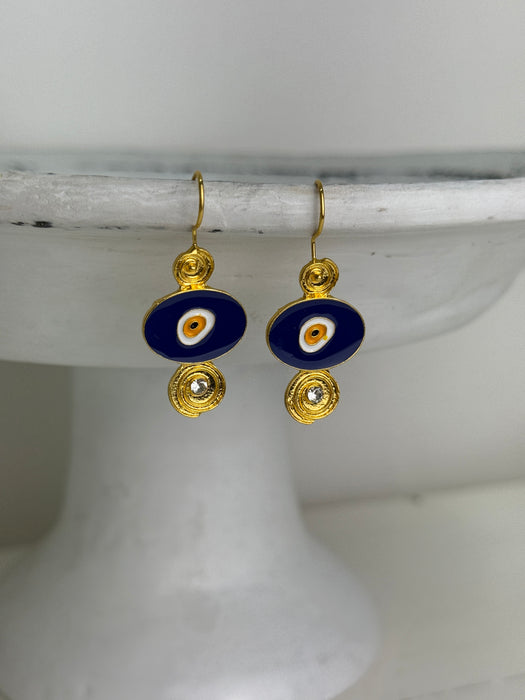Blue Evil Eye Earrings