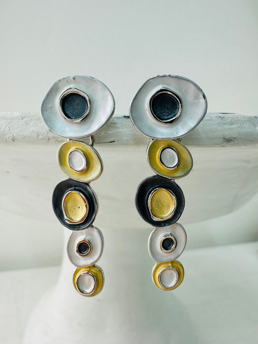 Domna Earrings - Gold & Gray