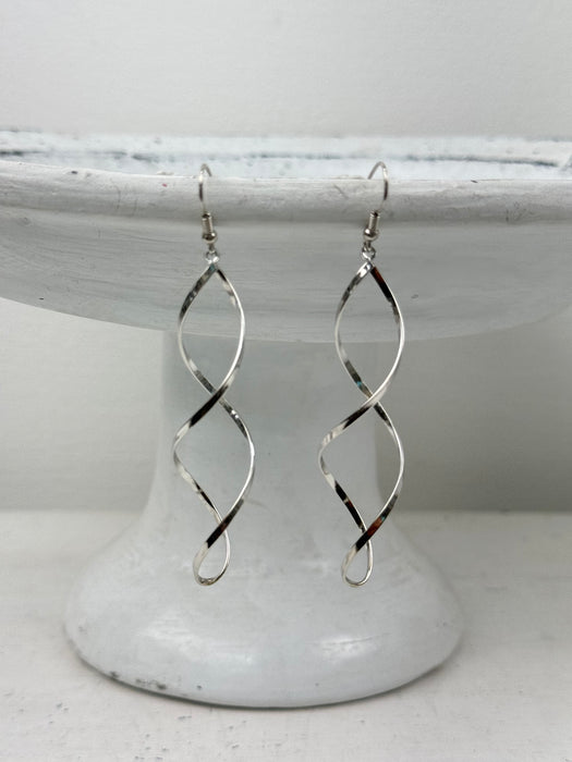 Twist Dangle Earrings - Silver