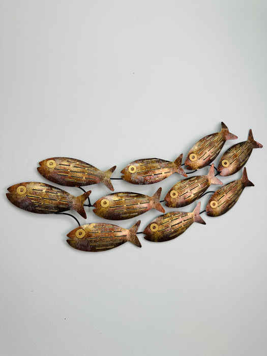 Small Flat Mottled Fish Shoal - Copper