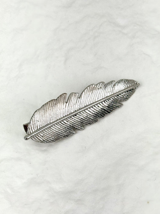 Feather Hair Clip - Silver