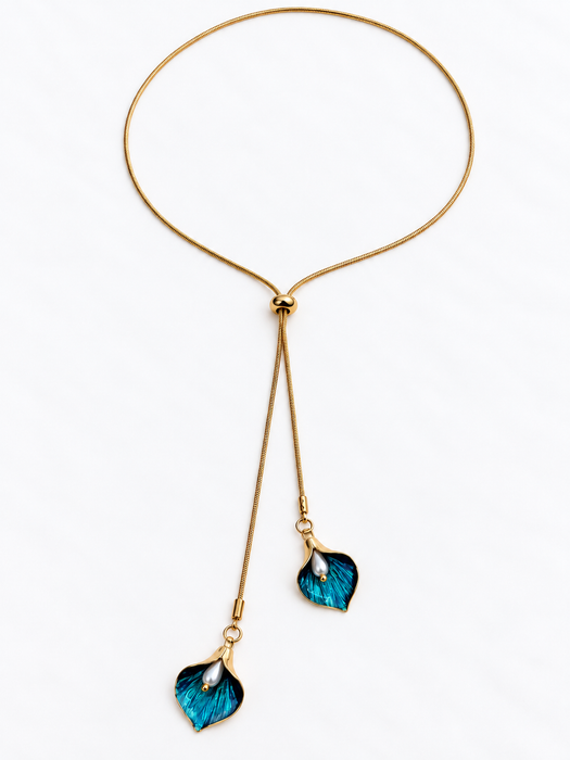 Calla Lily Necklace - Teal