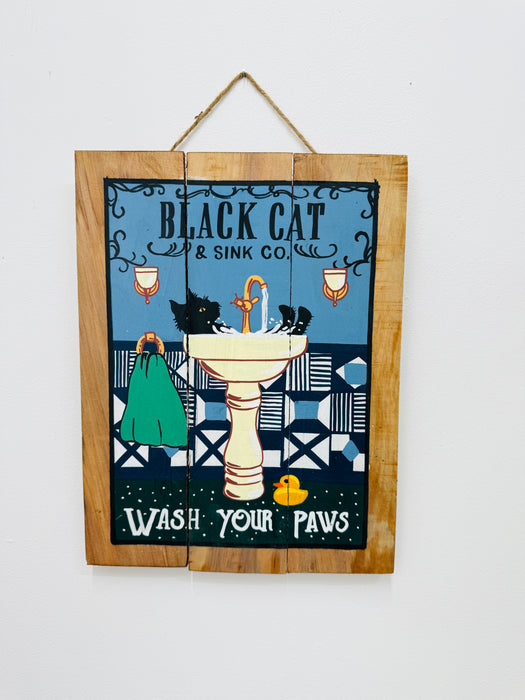 Wash Your Paws -Black Cat - Small