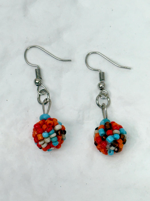 Alia Earrings - Orange & Turquoise Mix