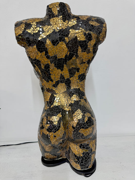 Large Mosaic Bust Lamp - Black Gold