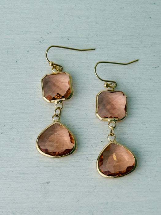 Amara Earrings -  Champagne Blush Crystal