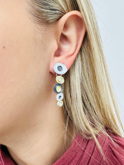 Domna Earrings - Gold & Gray