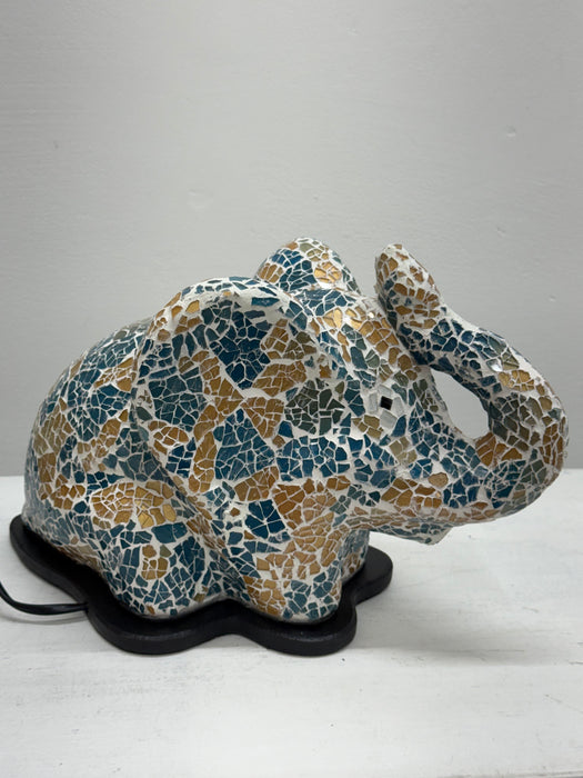 Mosaic Elephant Lamp - Blue Gold