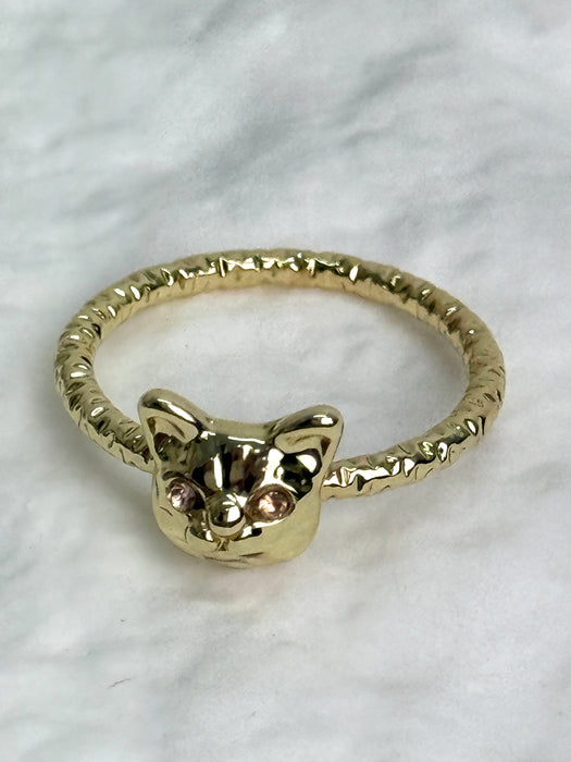 Gold Cat Head Ring
