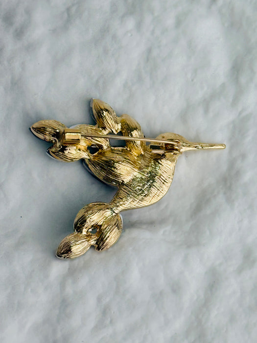 Green Crystal Hummingbird Brooch