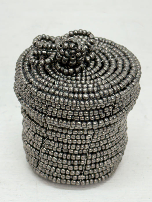 Silver Beaded Trinket Box