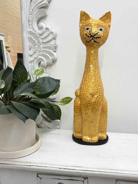 Mosaic Cat Lamp - Gold