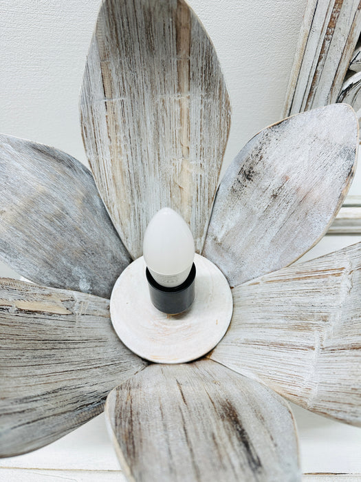 Coco Palm Lamp - Short White Wash