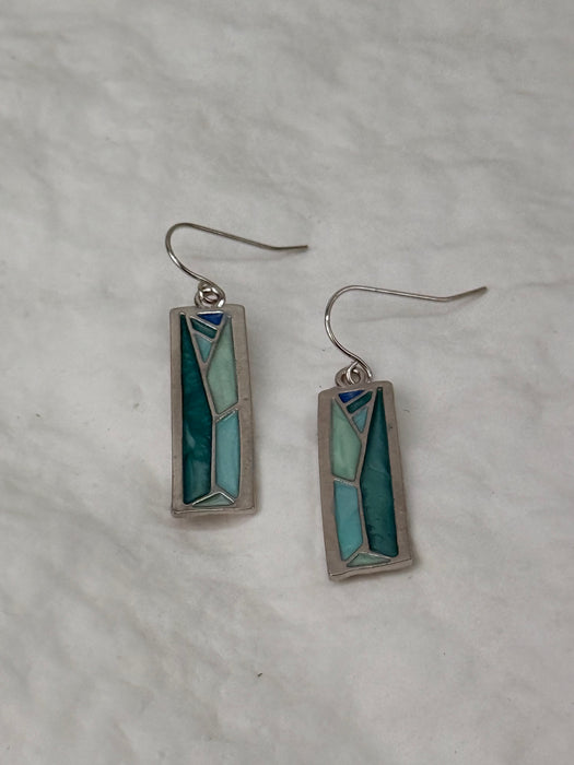 Terra Rectangle Earrings -  Silver
