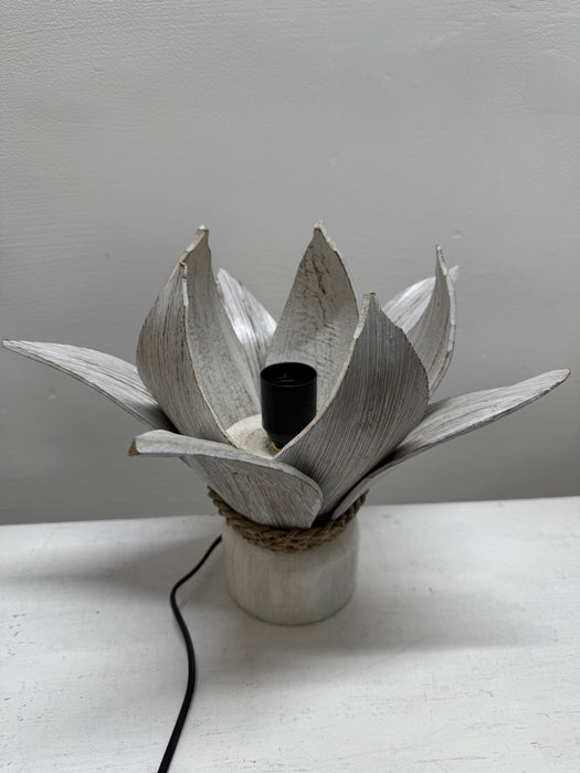 Small Coco Palm Flower Lamp - White Wash
