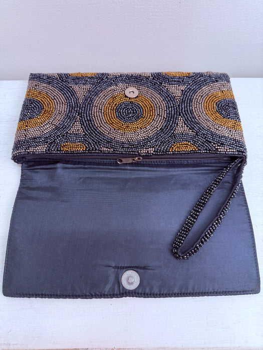 Kendra Beaded Clutch - Gold & Gunmetal
