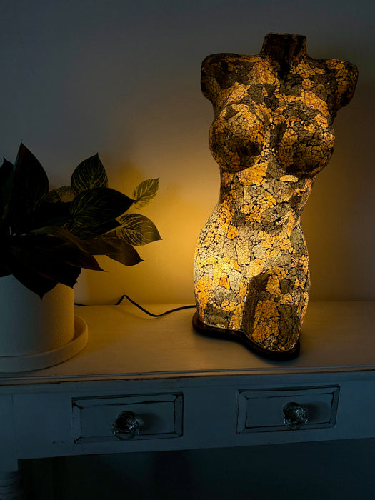 Large Mosaic Bust Lamp - Black Gold