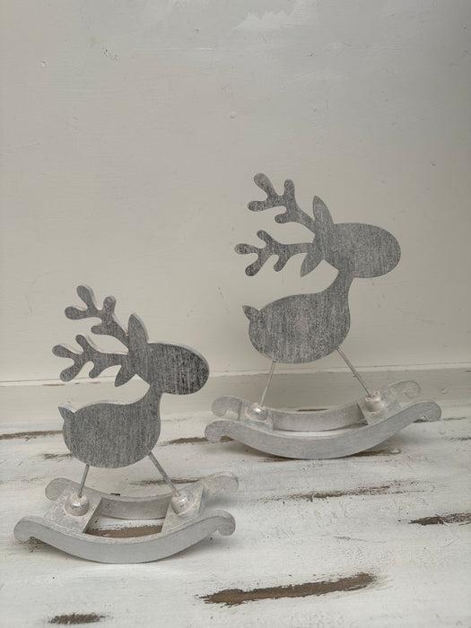 Silver Rocking Reindeer - Large