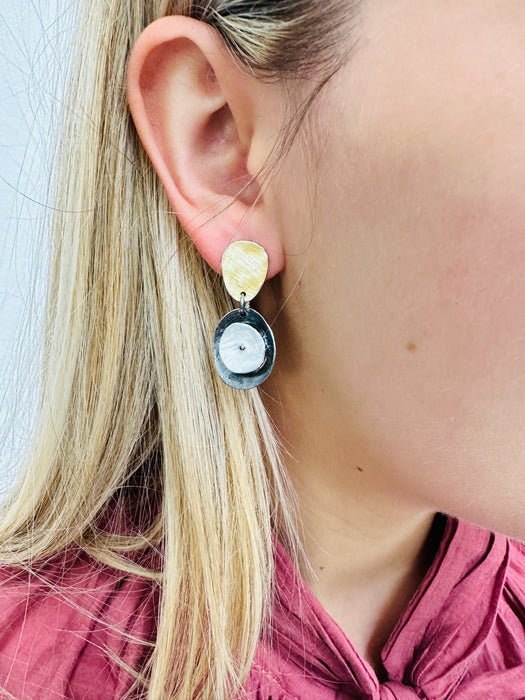 Coralia Earrings - Gold & Grey ~ ALL JEWELLERY 3 FOR 2