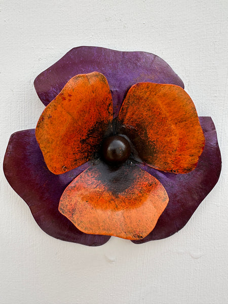 front view of pansy metal flower 