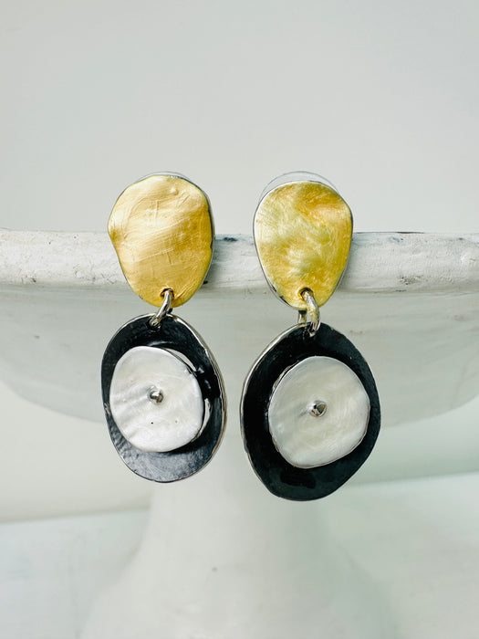 Coralia Earrings - Gold & Grey ~ ALL JEWELLERY 3 FOR 2