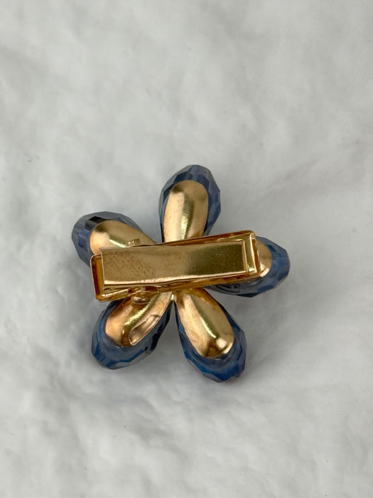 Crystal Flower Hair Clip - Blue