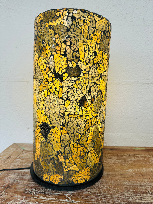 Mosaic Cylinder Lamp Medium - Black Gold