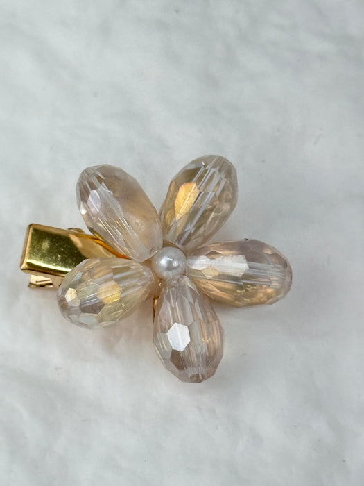 Crystal Flower Hair Clip - Champagne