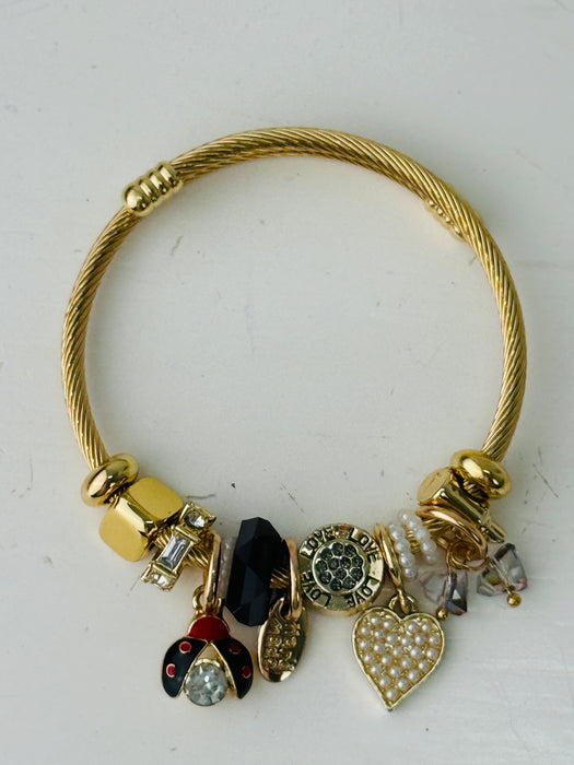 Ladybird & Heart Bracelet - Gold