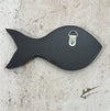 aerial back view of mosaic fish with hook attached