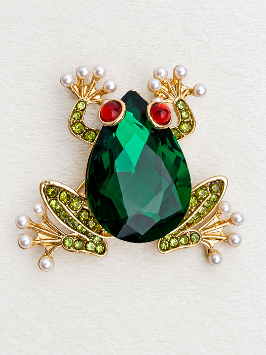 Crystal Tree Frog Brooch