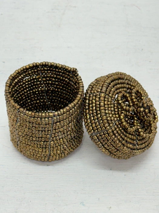 Gold Beaded Trinket Box