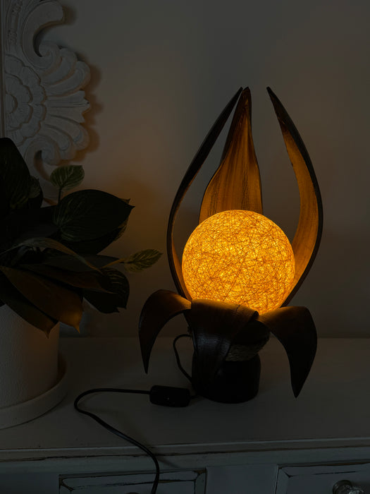 Large Coco Palm Spire Lamp - Dark Brown
