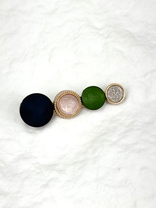 Green & Gold Circle Hair Clip