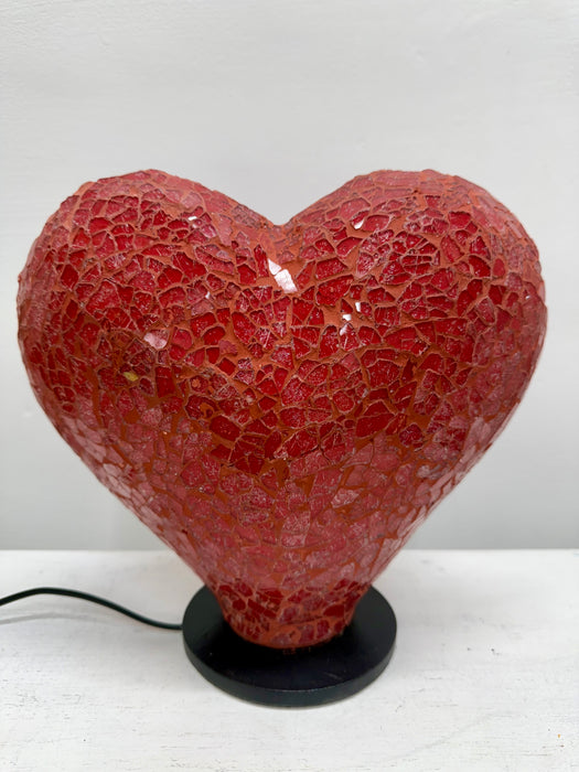 Mosaic Heart Lamp - Red