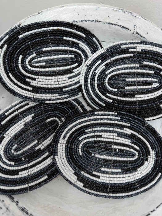 Beaded Oval Coaster - Gunmetal