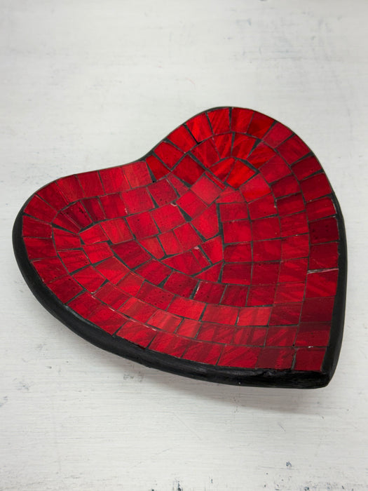 Small Mosaic Heart Bowl - Cherry Red