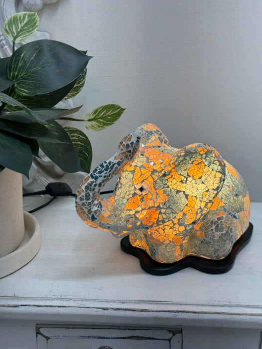 Mosaic Elephant Lamp - Blue Gold